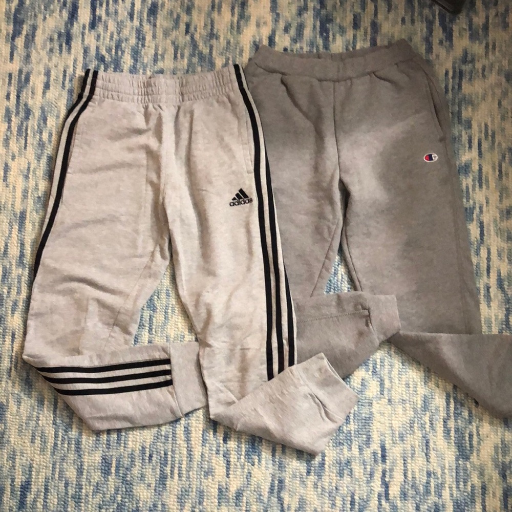 Addidas/Champion boy 10/12 gray sweatpants GUC